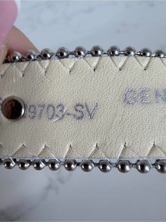 Vintage Christine Alexander Silver Crystal-Embellished Leather Belt size L 42” main image 8